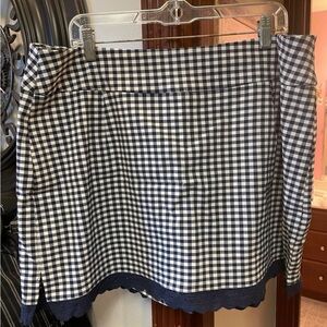 NWOT CATO 18W Navy Checkered Lace Hem Slit Sides Women's Skorts Shorts